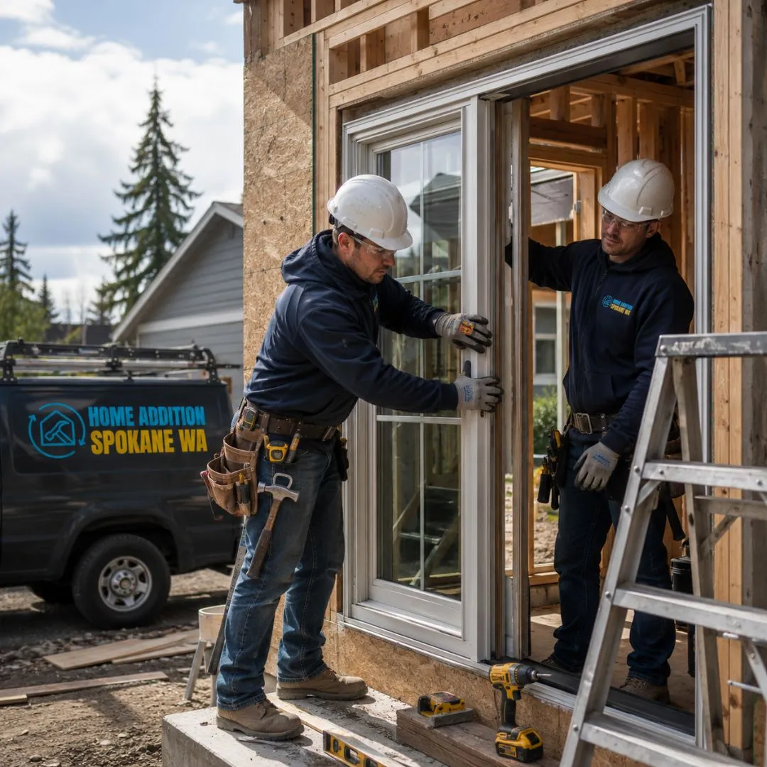 Room addition under construction on a Spokane home